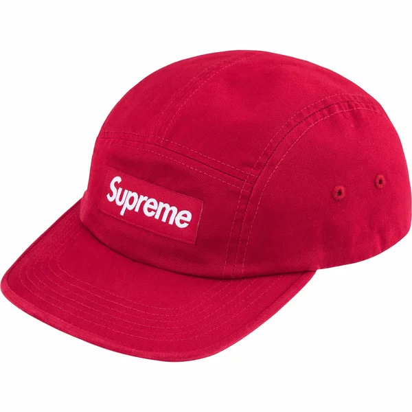 Supreme Washed Chino Twill Camp Cap - Red (front)