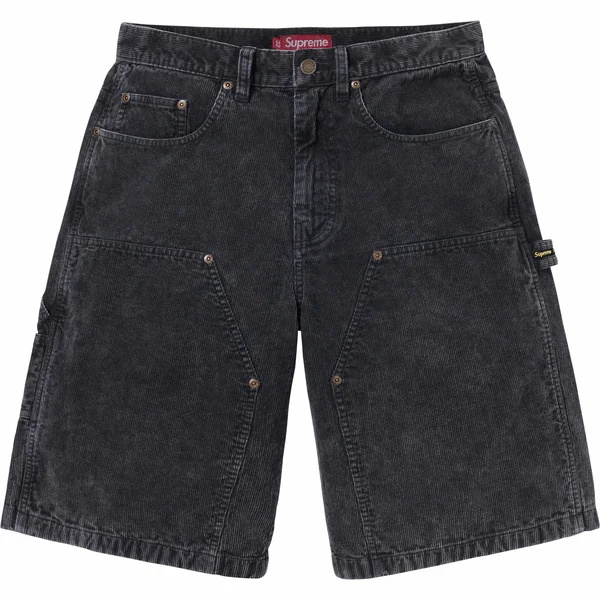 Supreme Washed Corduroy Double Knee Painter Short - Black (front)