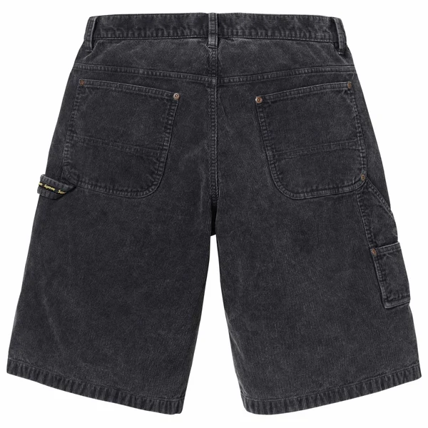 Supreme Washed Corduroy Double Knee Painter Short - Black (front)