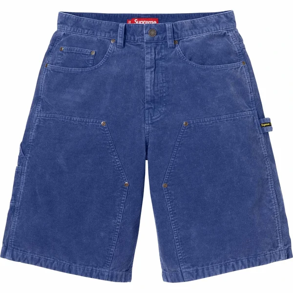 Supreme Washed Corduroy Double Knee Painter Short - Blue (front)