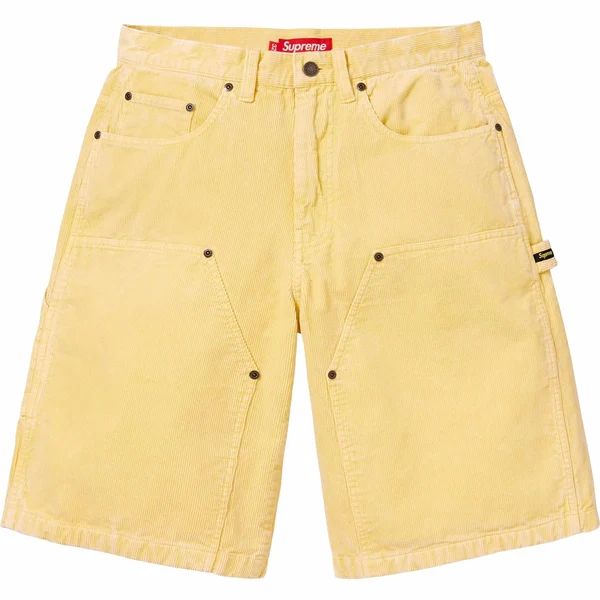 Supreme Washed Corduroy Double Knee Painter Short - Yellow (front)