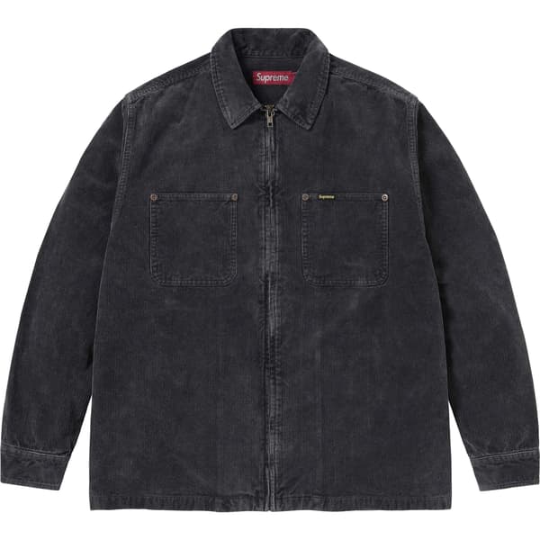 Supreme Washed Corduroy Zip Up Shirt - Black (front)