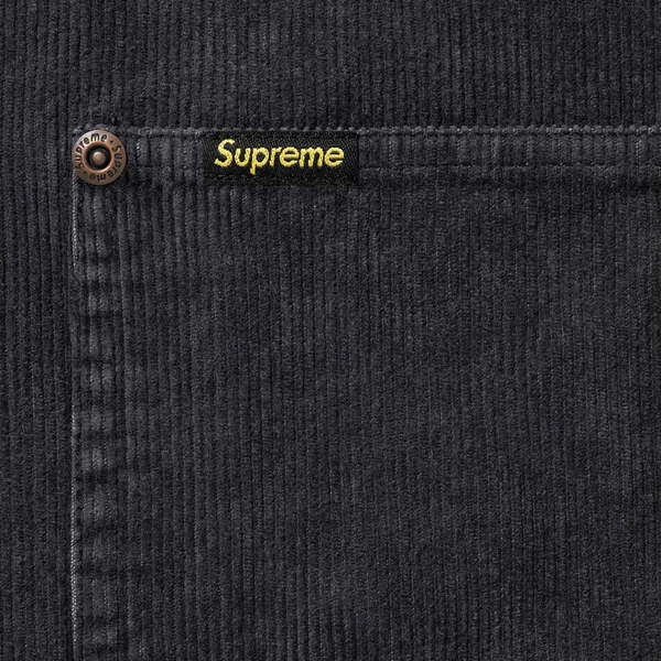 Supreme Washed Corduroy Zip Up Shirt - Black (front)