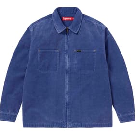 Supreme Washed Corduroy Zip Up Shirt Blue