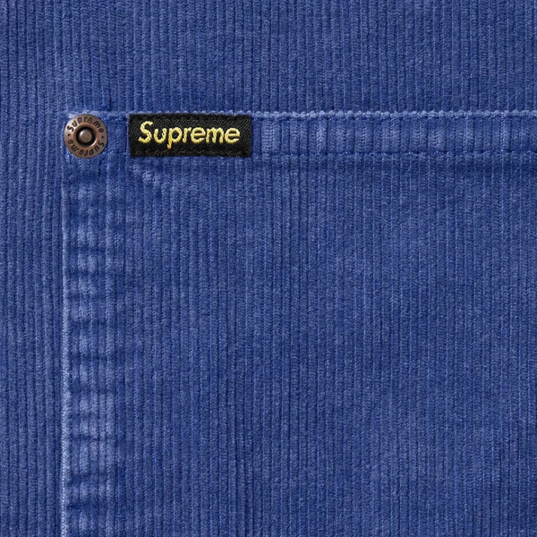 Supreme Washed Corduroy Zip Up Shirt - Blue (front)