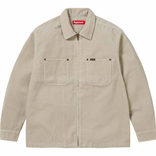 Supreme Washed Corduroy Zip Up Shirt - Tan (front)
