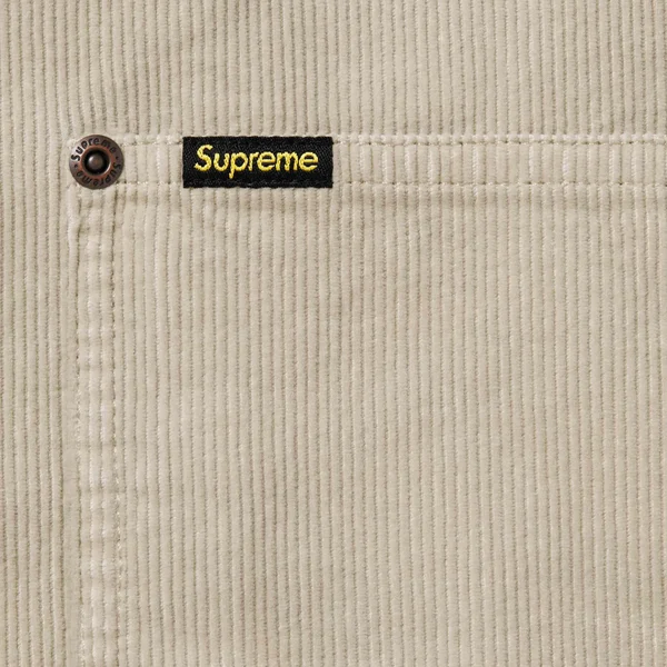 Supreme Washed Corduroy Zip Up Shirt - Tan (front)