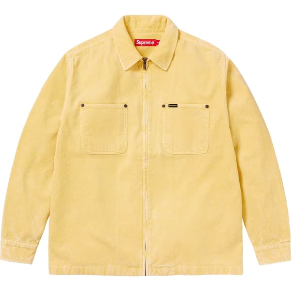 Supreme Washed Corduroy Zip Up Shirt - Yellow (front)