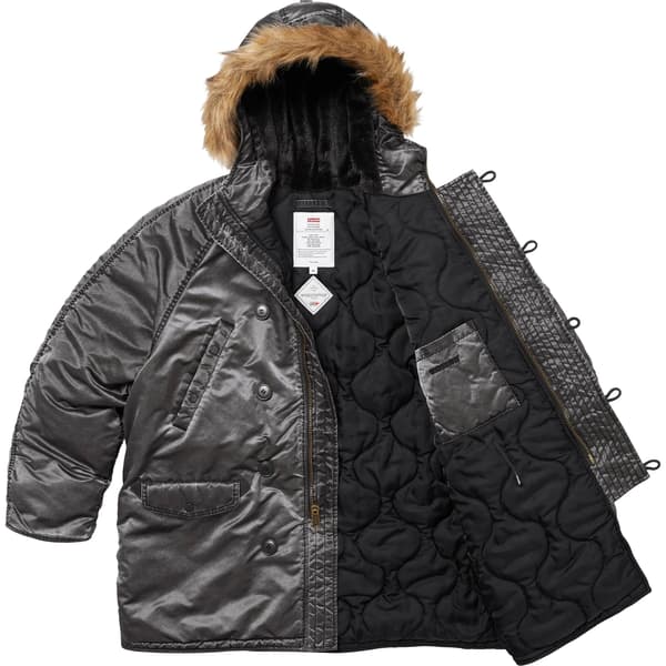 Supreme Washed Flight Satin N-3B Parka - Black (front)