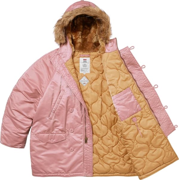 Supreme Washed Flight Satin N-3B Parka - Dusty Pink (front)