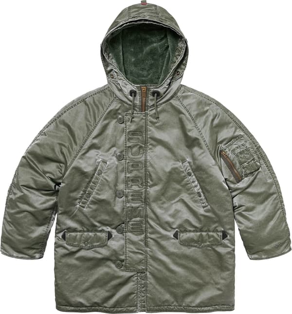 Supreme Washed Flight Satin N-3B Parka - Olive (front)