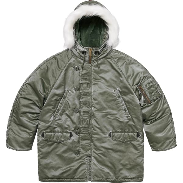 Supreme Washed Flight Satin N-3B Parka - Olive (front)