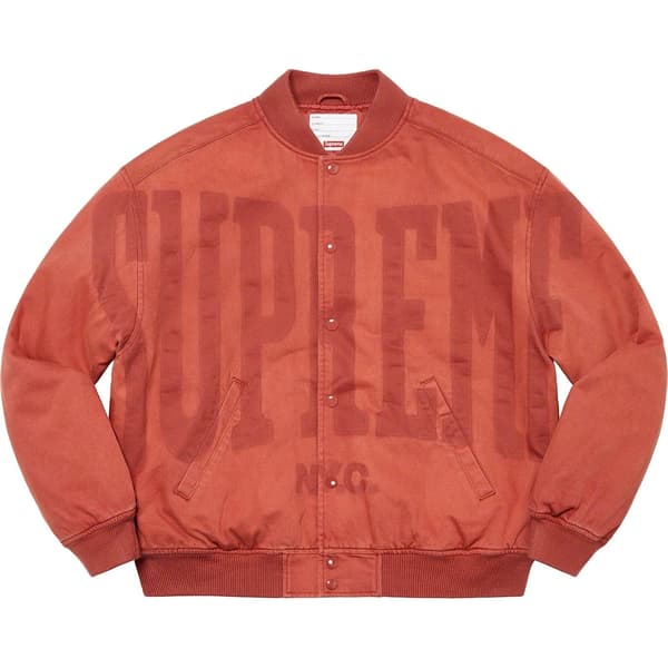 Supreme Washed Knockout Denim Varsity Jacket - Rust (front)