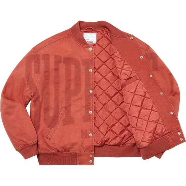 Supreme Washed Knockout Denim Varsity Jacket - Rust (front)