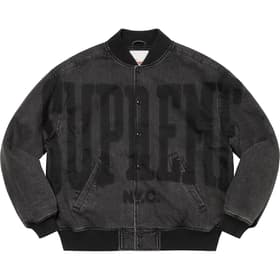 Supreme Washed Knockout Denim Varsity Jacket Washed Black