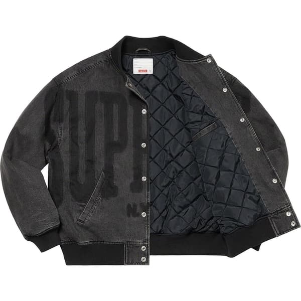 Supreme Washed Knockout Denim Varsity Jacket - Washed Black (front)