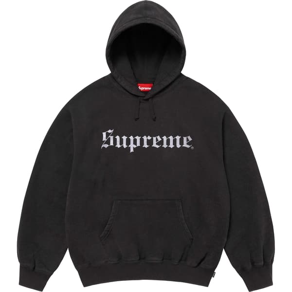 Supreme Washed Old English Hooded Sweatshirt - Black (front)