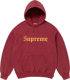 Supreme Washed Old English Hooded Sweatshirt Cardinal