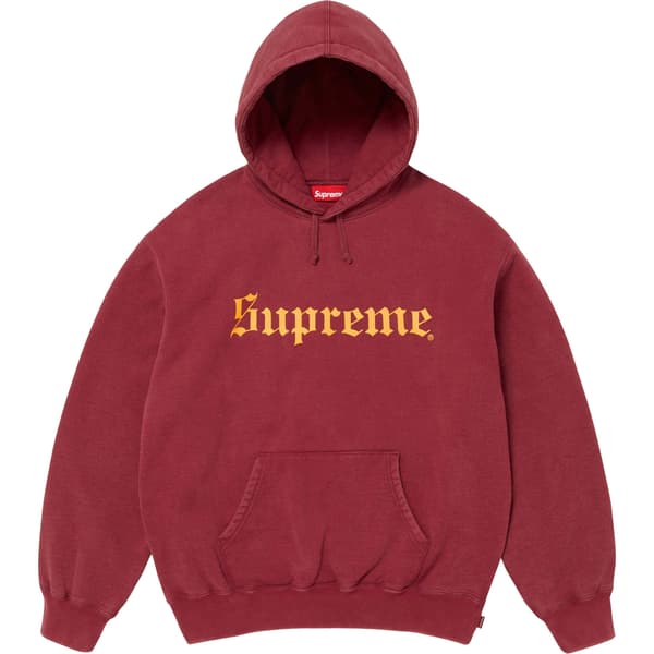 Supreme Washed Old English Hooded Sweatshirt - Cardinal (front)