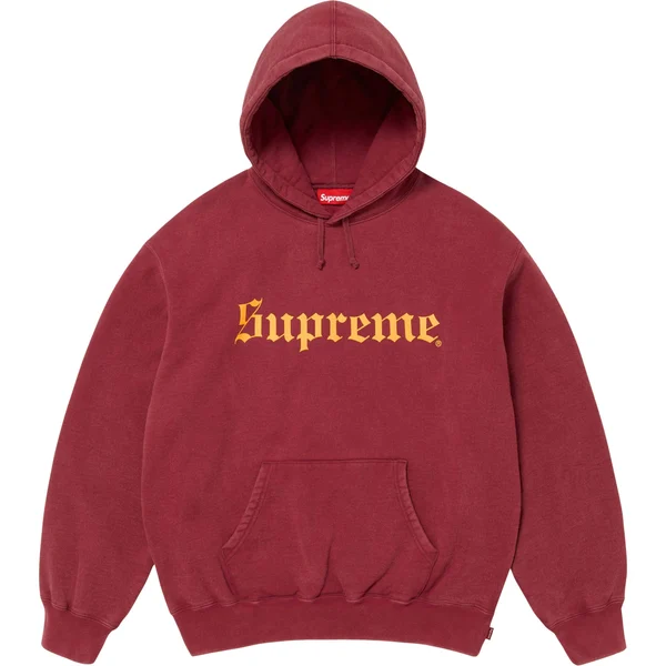 Supreme Washed Old English Hooded Sweatshirt - Cardinal (front)