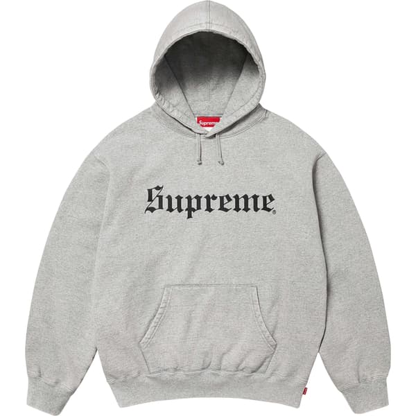Supreme Washed Old English Hooded Sweatshirt - Heather Grey (front)