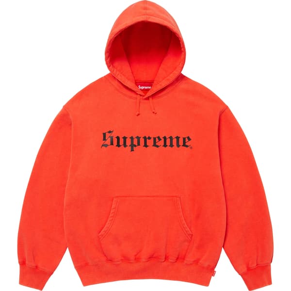 Supreme Washed Old English Hooded Sweatshirt - Orange (front)