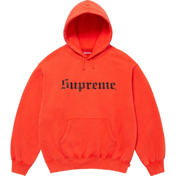 Supreme Washed Old English Hooded Sweatshirt - Orange (front)