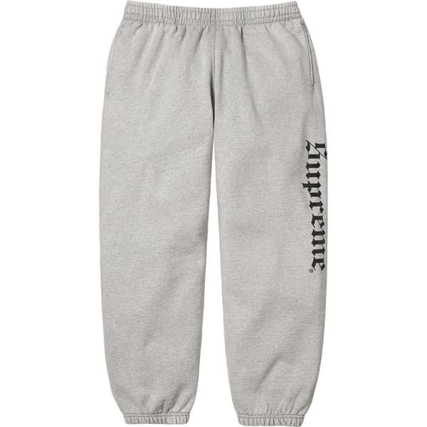 Supreme Washed Old English Sweatpant - Heather Grey (front)