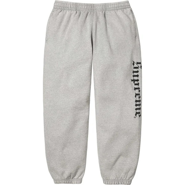 Supreme Washed Old English Sweatpant - Heather Grey (front)