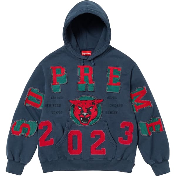 Supreme Washed Panther Hooded Sweatshirt - Navy (front)