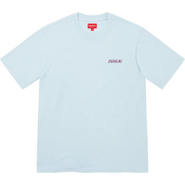 Supreme Washed Script S/S Top - Light Blue (front)