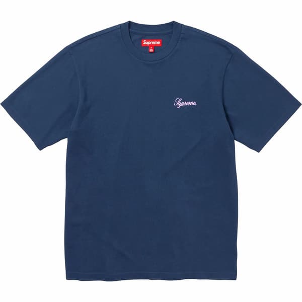 Supreme Washed Script S/S Top - Navy (front)