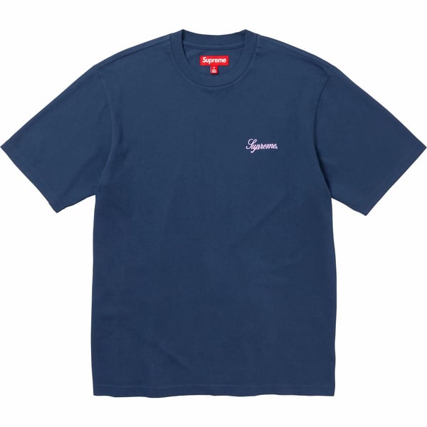 Supreme Washed Script S/S Top - Navy (front)