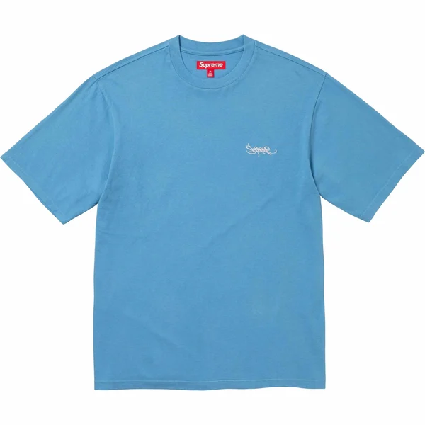 Supreme Washed Tag S/S Top - Light Royal (front)