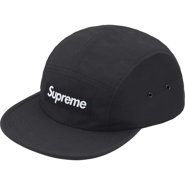 Supreme Waxed Ripstop Camp Cap - Black (front)