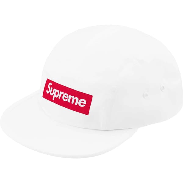 Supreme Waxed Ripstop Camp Cap - White (front)