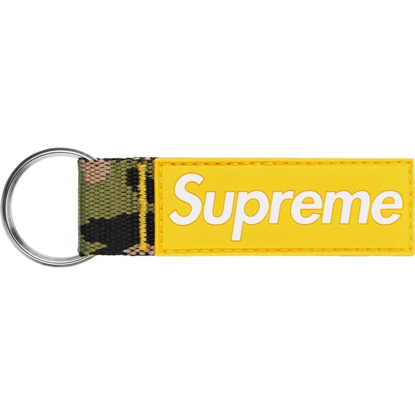 Supreme Webbing Keychain - Yellow Camo (front)