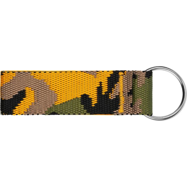 Supreme Webbing Keychain - Yellow Camo (front)