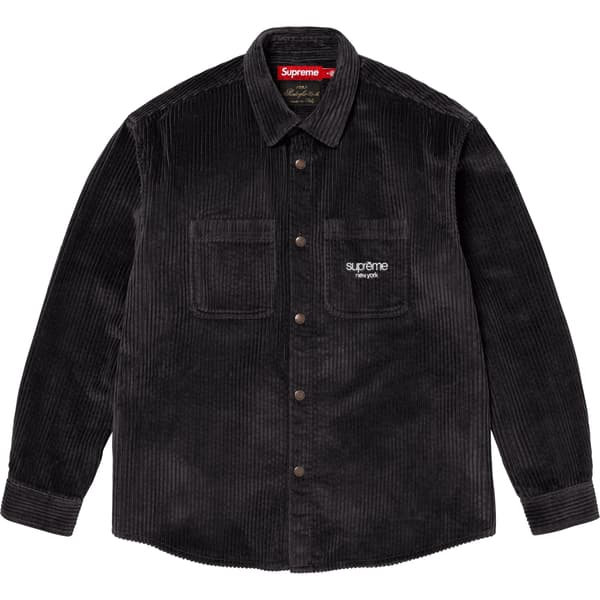 Supreme Wide Wale Corduroy Snap Shirt - Black (front)