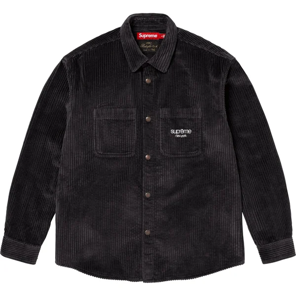 Supreme Wide Wale Corduroy Snap Shirt - Black (front)