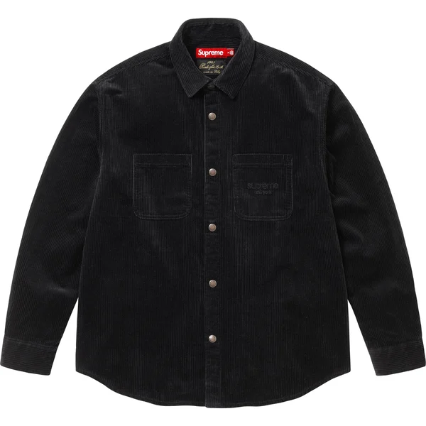 Supreme Wide Wale Corduroy Snap Shirt - Black (front)