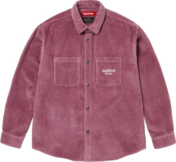 Supreme Wide Wale Corduroy Snap Shirt - Dusty Pink (front)