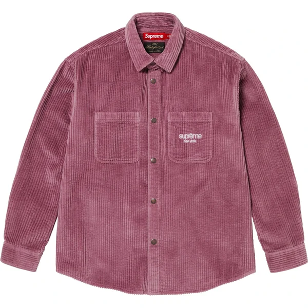 Supreme Wide Wale Corduroy Snap Shirt - Dusty Pink (front)
