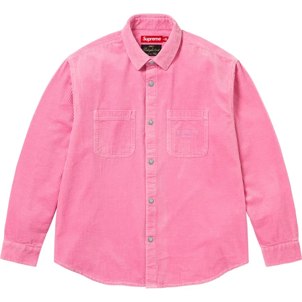 Supreme Wide Wale Corduroy Snap Shirt - Pink (front)