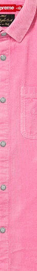 Supreme Wide Wale Corduroy Snap Shirt - Pink (front)