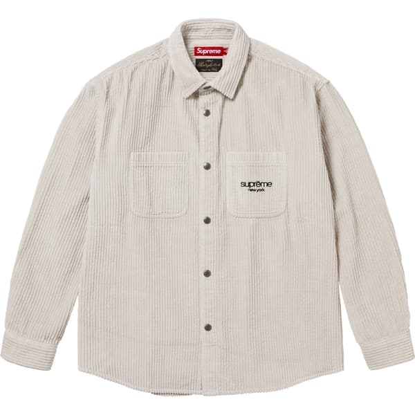 Supreme Wide Wale Corduroy Snap Shirt - Stone (front)