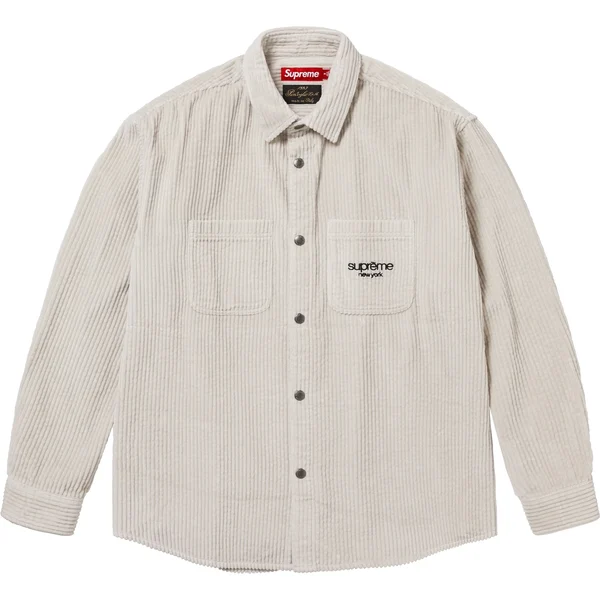 Supreme Wide Wale Corduroy Snap Shirt - Stone (front)