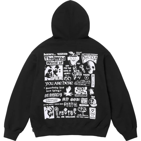 Supreme Wild Embroidered Hooded Sweatshirt - Black (front)