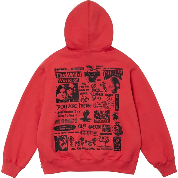 Supreme Wild Embroidered Hooded Sweatshirt - Burnt Red (front)