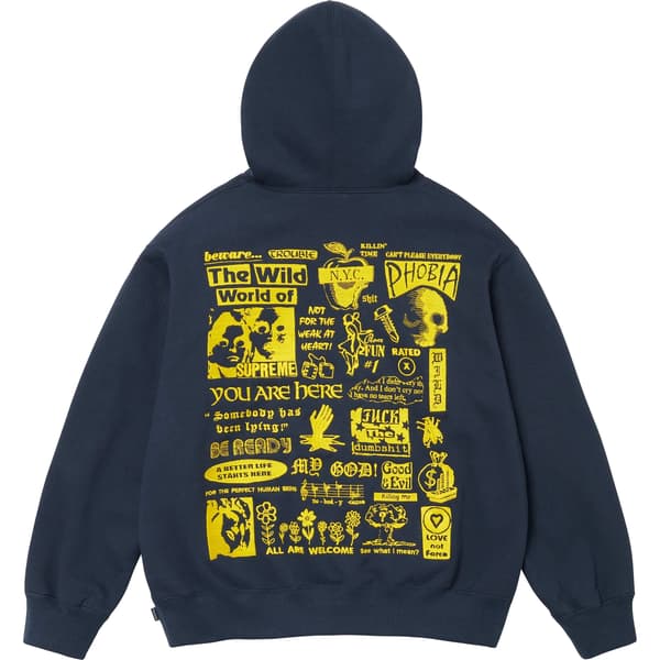 Supreme Wild Embroidered Hooded Sweatshirt - Navy (front)